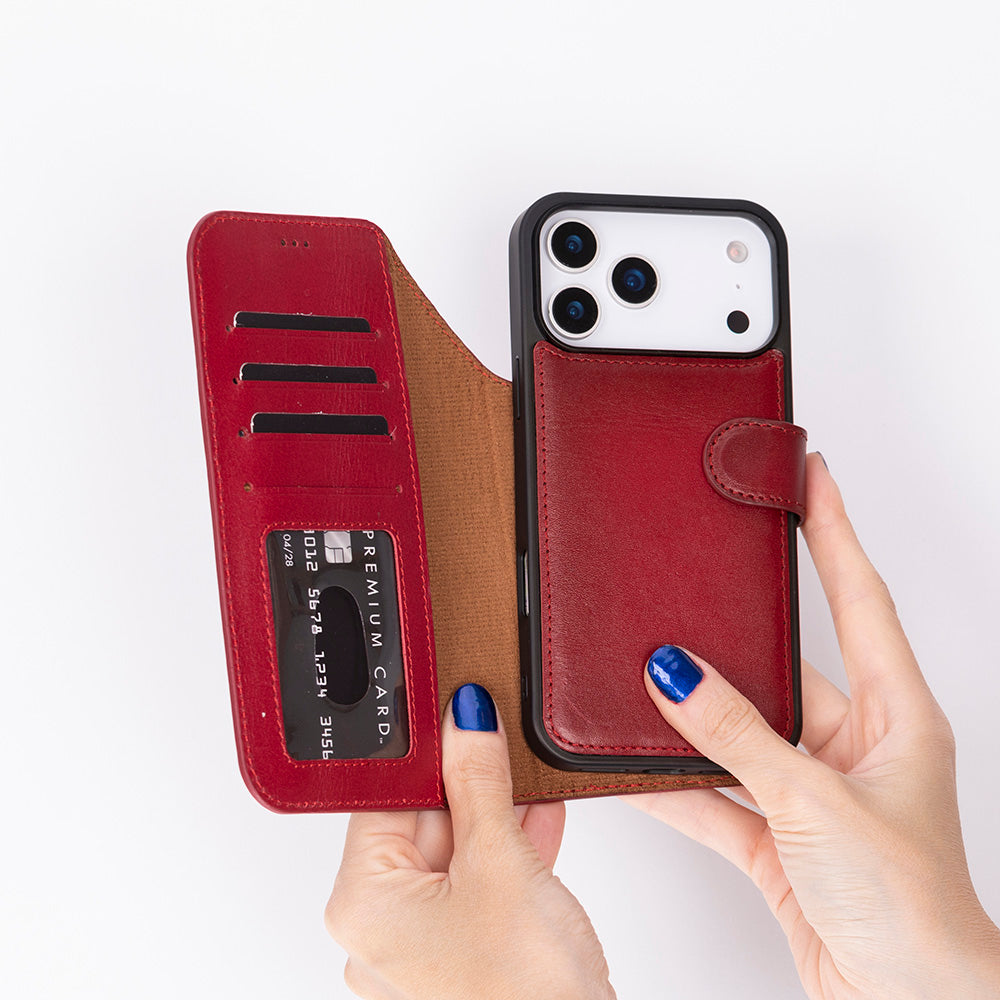 Meister Abnehmbare Premium-Leder-Wallet-Hülle für iPhone 17 Pro Max