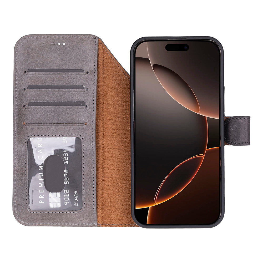 Meister Abnehmbare Premium-Leder-Wallet-Hülle für iPhone 17 Pro Max