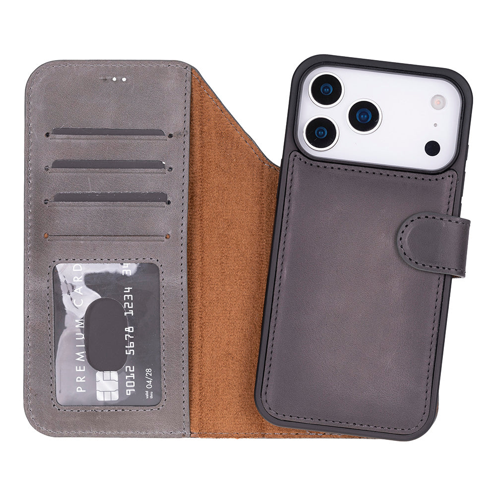 Meister Abnehmbare Premium-Leder-Wallet-Hülle für iPhone 17 Pro Max