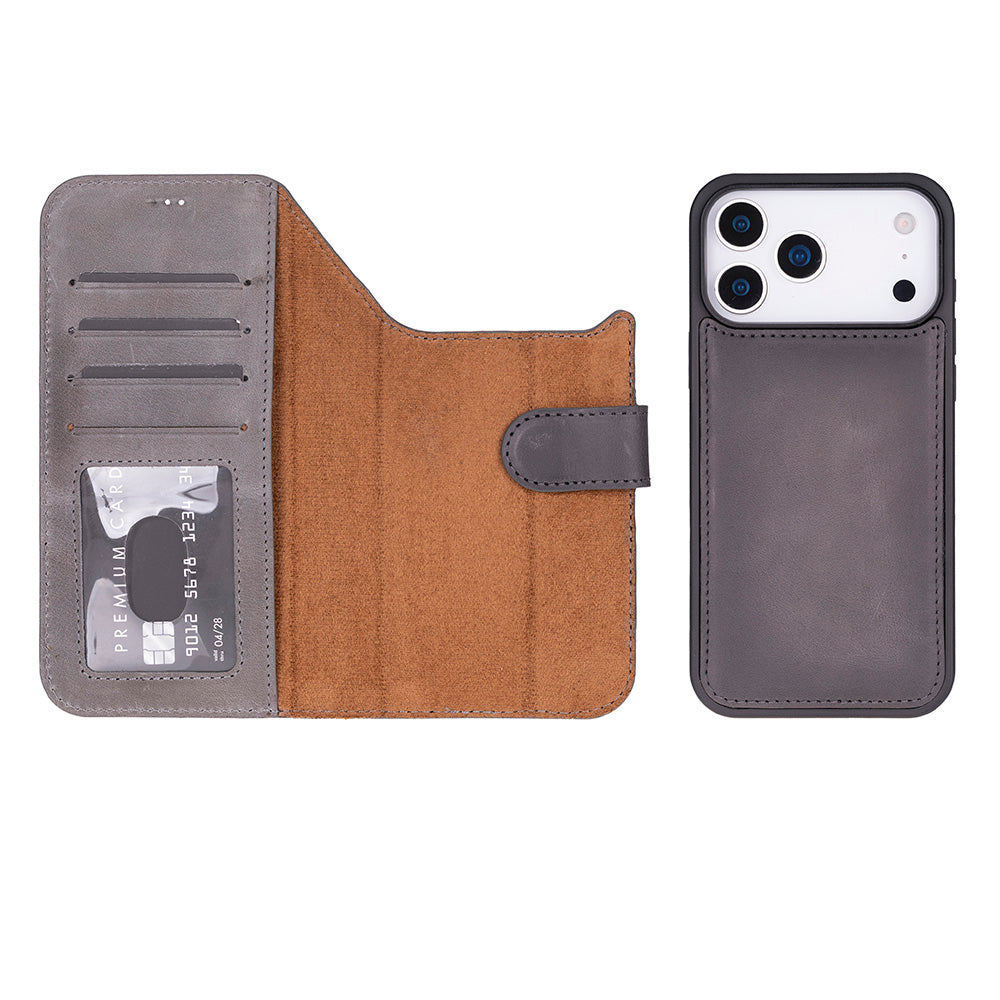 Meister Abnehmbare Premium-Leder-Wallet-Hülle für iPhone 17 Pro Max