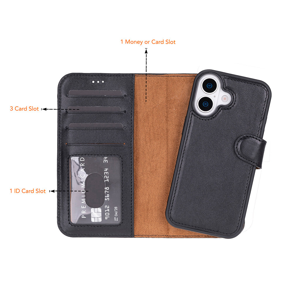 Meister Abnehmbare Premium-Leder-Wallet-Hülle für iPhone 17
