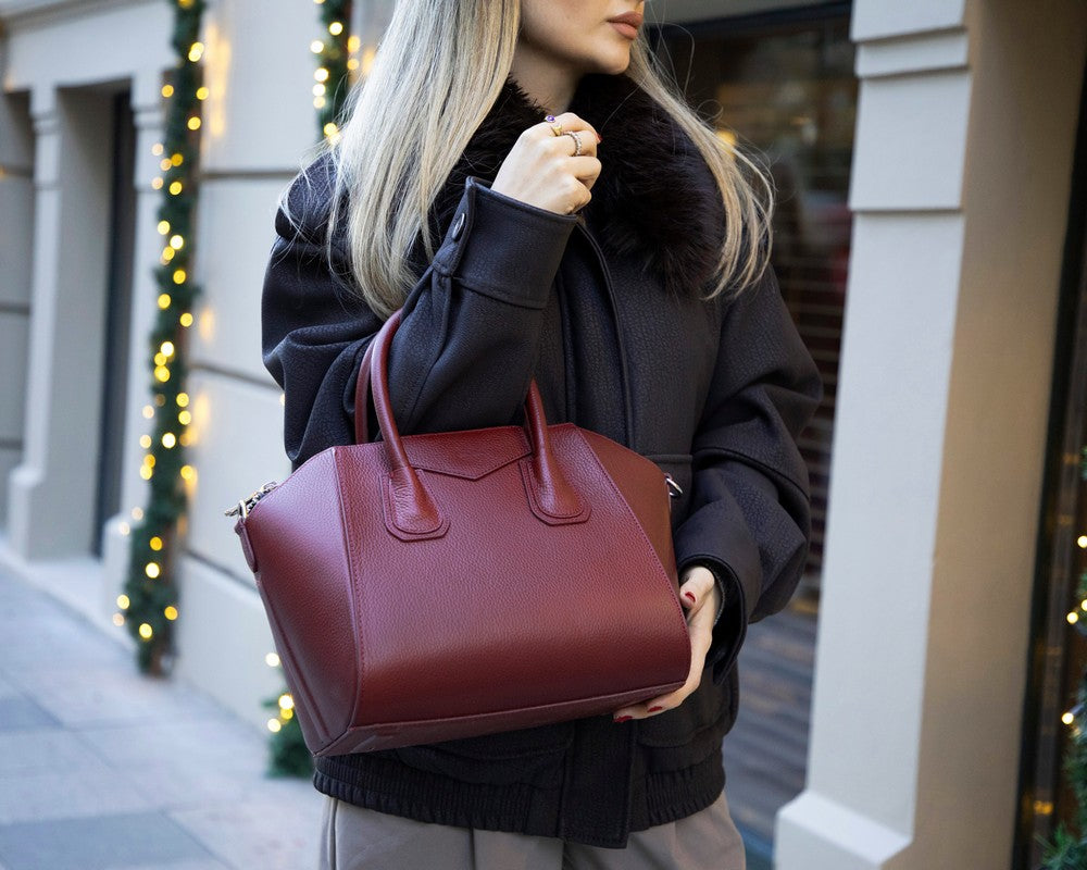 Lorenza Lederhandtasche für Damen, mittelgroß