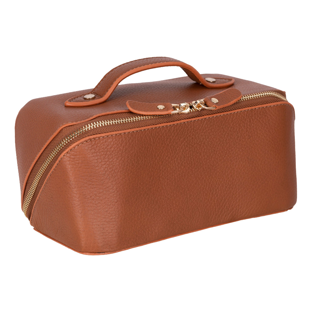 Ella Genuine Leather Cosmetic Bag - Luxury Toiletry Bag for Women & Men