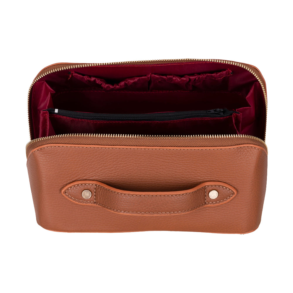 Ella Genuine Leather Cosmetic Bag - Luxury Toiletry Bag for Women & Men