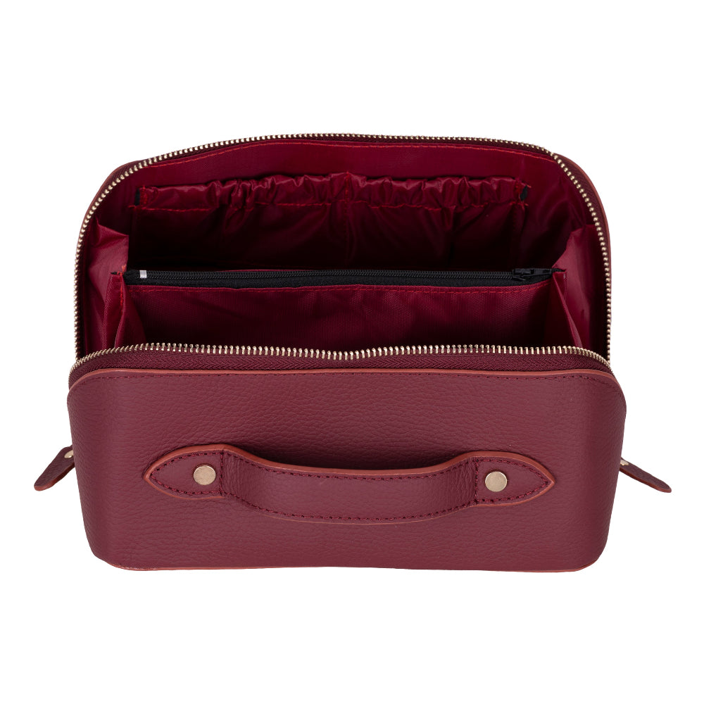 Ella Genuine Leather Cosmetic Bag - Luxury Toiletry Bag for Women & Men