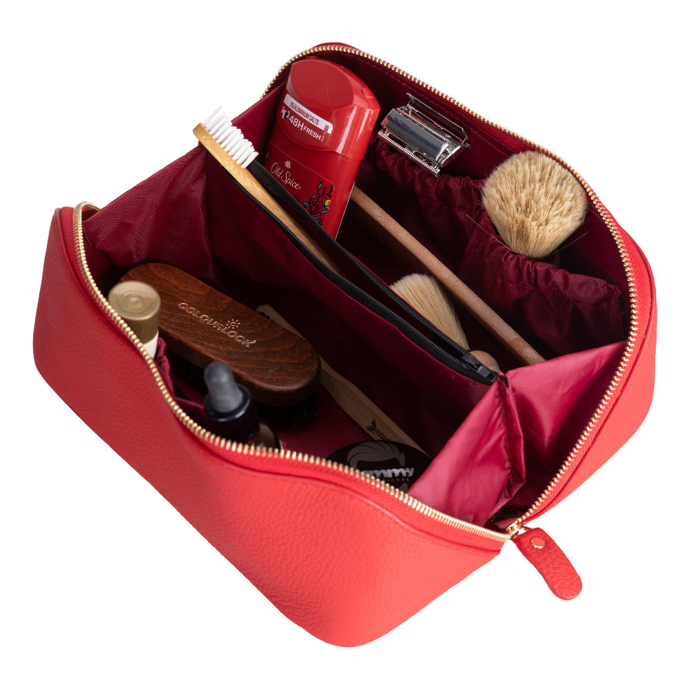 Ella Genuine Leather Cosmetic Bag - Luxury Toiletry Bag for Women & Men