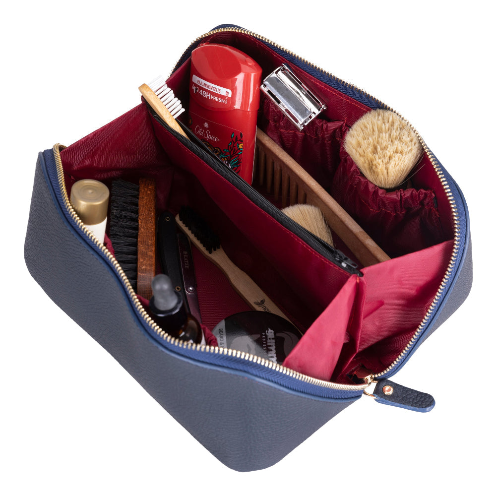 Ella Genuine Leather Cosmetic Bag - Luxury Toiletry Bag for Women & Men