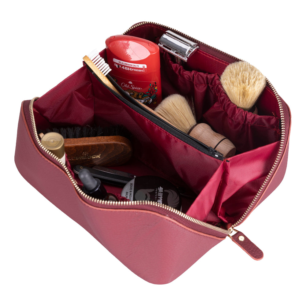 Ella Genuine Leather Cosmetic Bag - Luxury Toiletry Bag for Women & Men