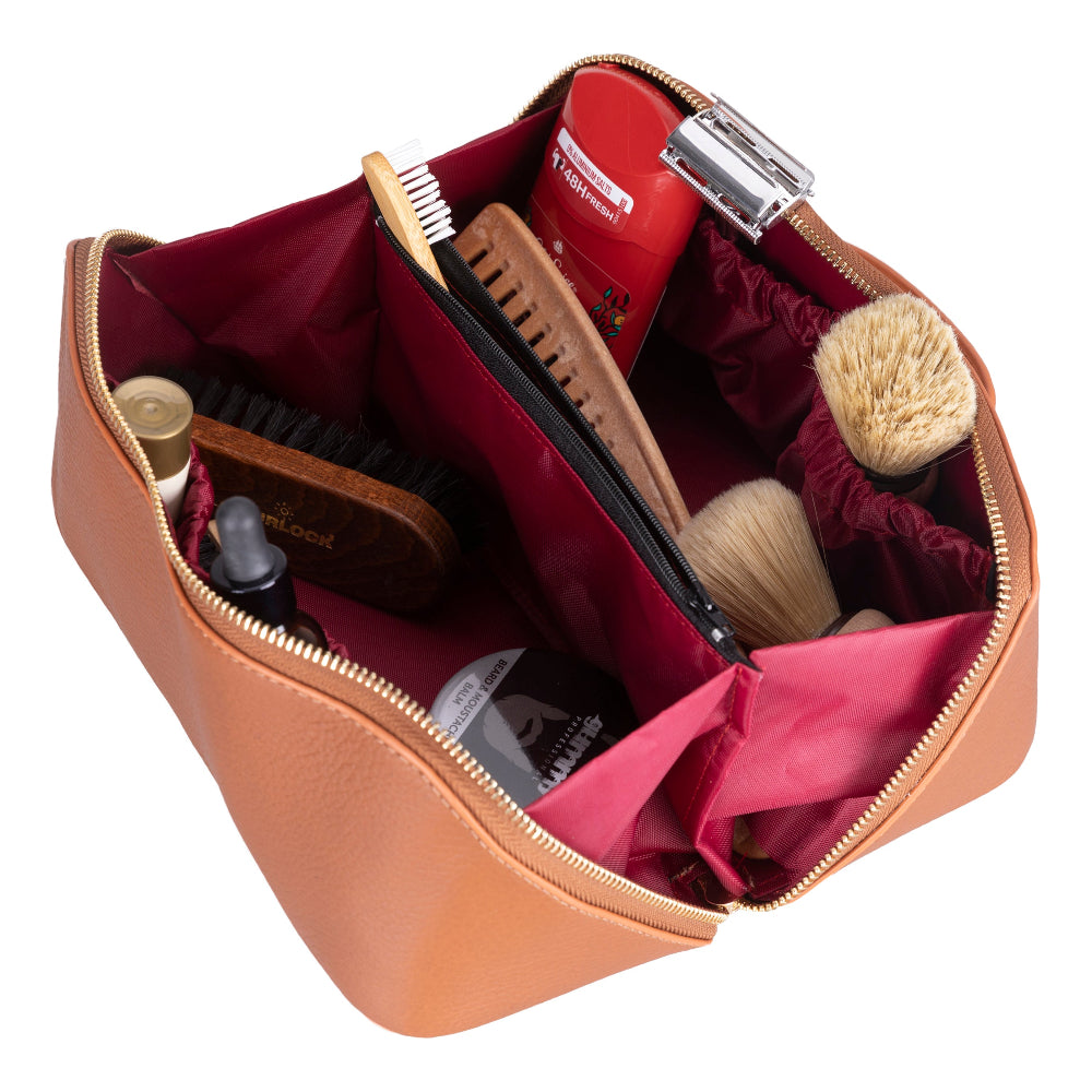 Ella Genuine Leather Cosmetic Bag - Luxury Toiletry Bag for Women & Men