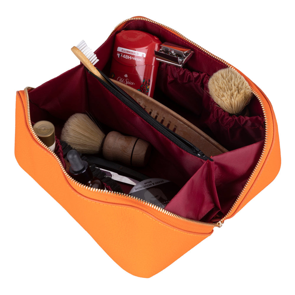 Ella Genuine Leather Cosmetic Bag - Luxury Toiletry Bag for Women & Men