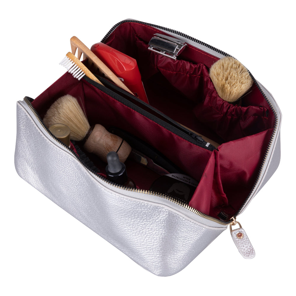 Ella Genuine Leather Cosmetic Bag - Luxury Toiletry Bag for Women & Men