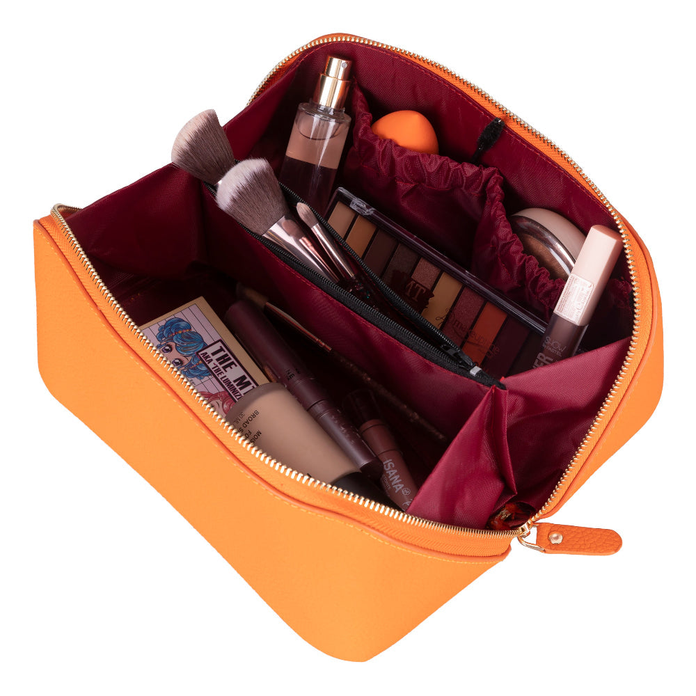 Ella Genuine Leather Cosmetic Bag - Luxury Toiletry Bag for Women & Men
