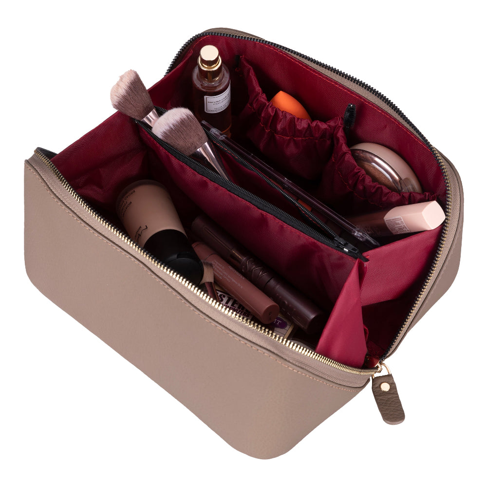 Ella Genuine Leather Cosmetic Bag - Luxury Toiletry Bag for Women & Men