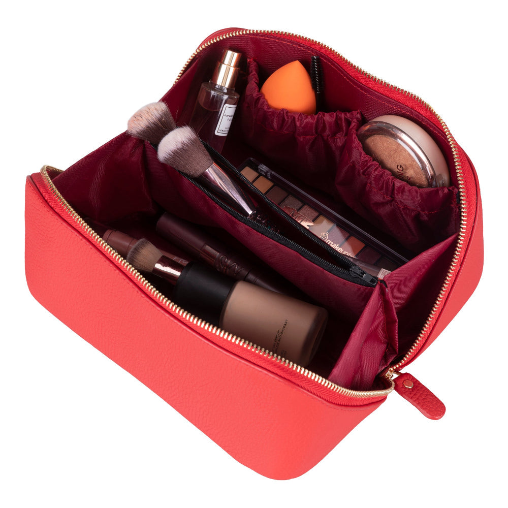Ella Genuine Leather Cosmetic Bag - Luxury Toiletry Bag for Women & Men