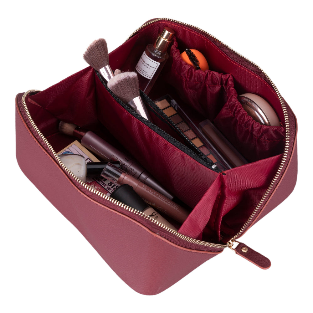 Ella Genuine Leather Cosmetic Bag - Luxury Toiletry Bag for Women & Men