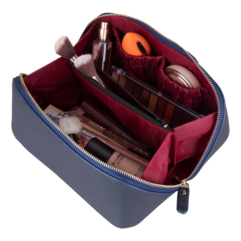 Ella Genuine Leather Cosmetic Bag - Luxury Toiletry Bag for Women & Men