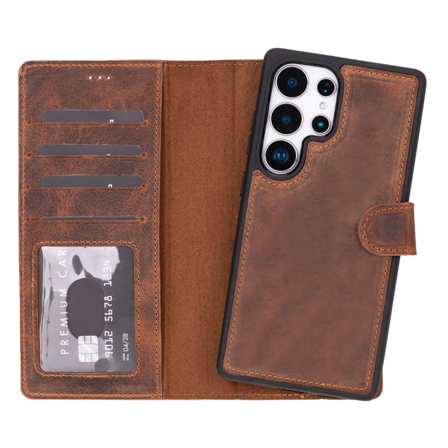 Magische abnehmbare Leder-Brieftaschenhülle für Samsung Galaxy S25 Ultra