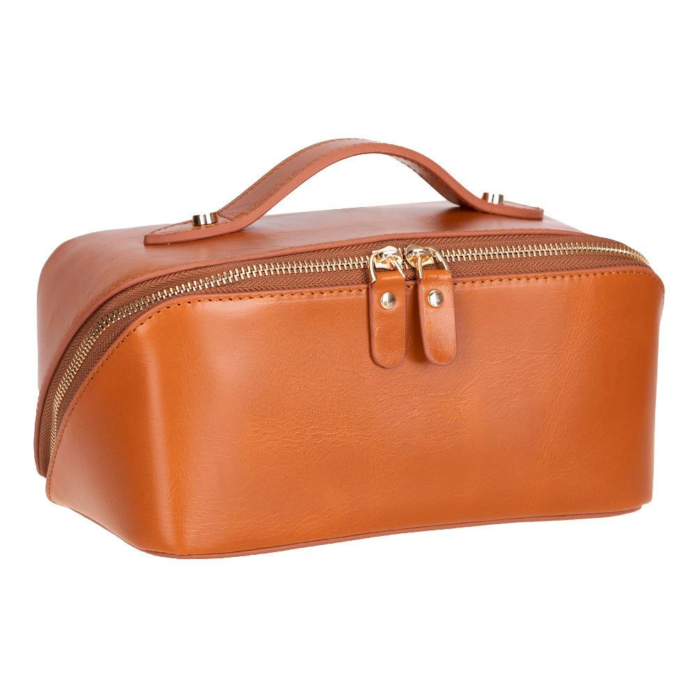 Ella Genuine Leather Cosmetic Bag - Luxury Toiletry Bag for Women & Men