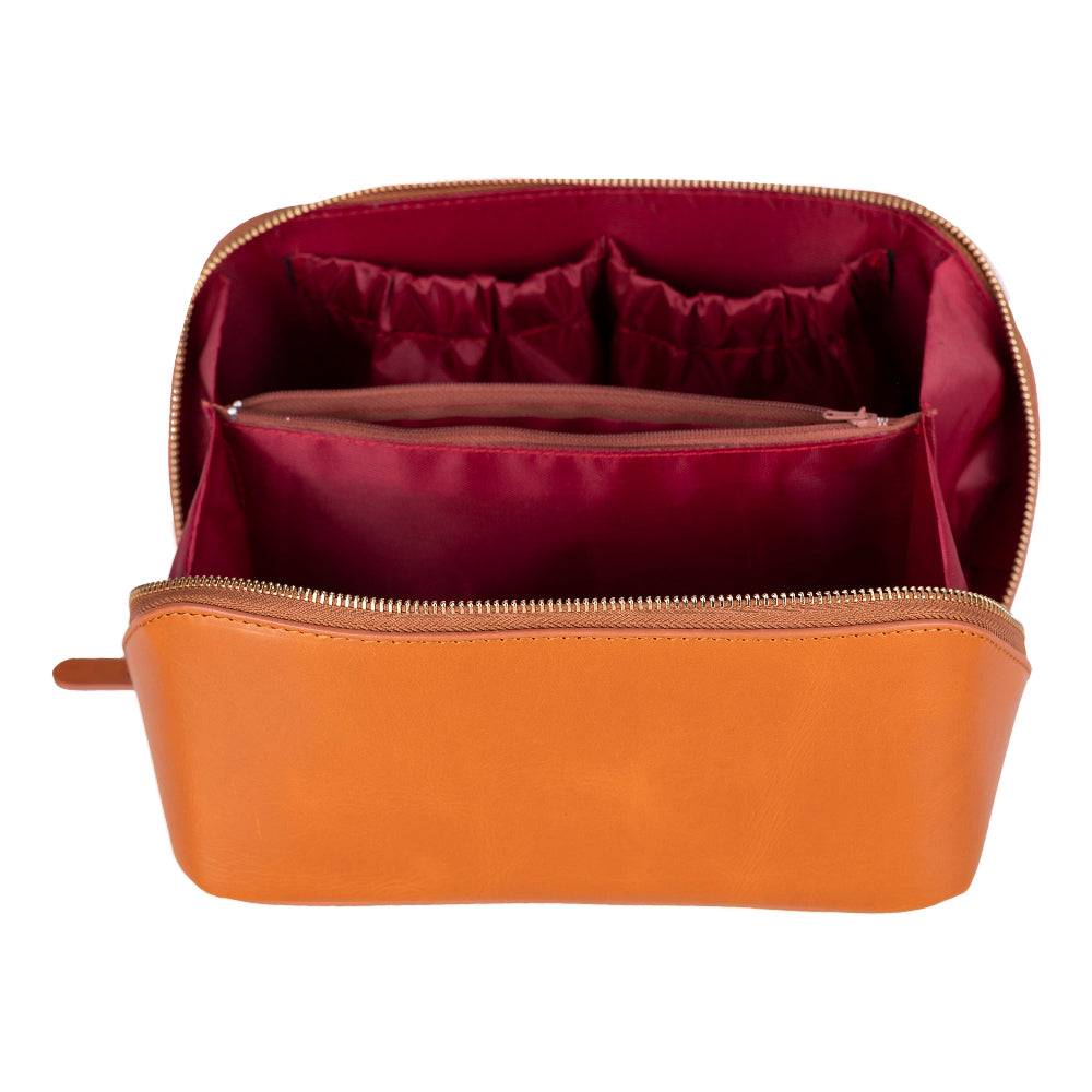 Ella Genuine Leather Cosmetic Bag - Luxury Toiletry Bag for Women & Men