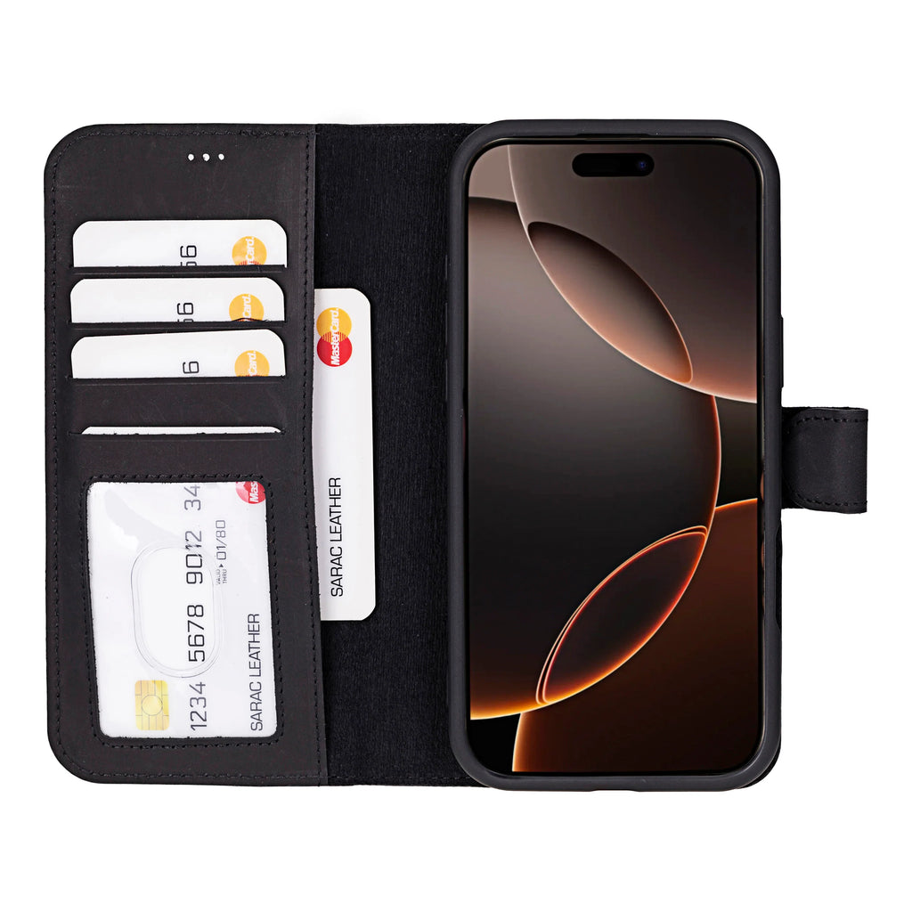 Liluri iPhone 16 Pro abnehmbare Leder-Brieftaschenhülle