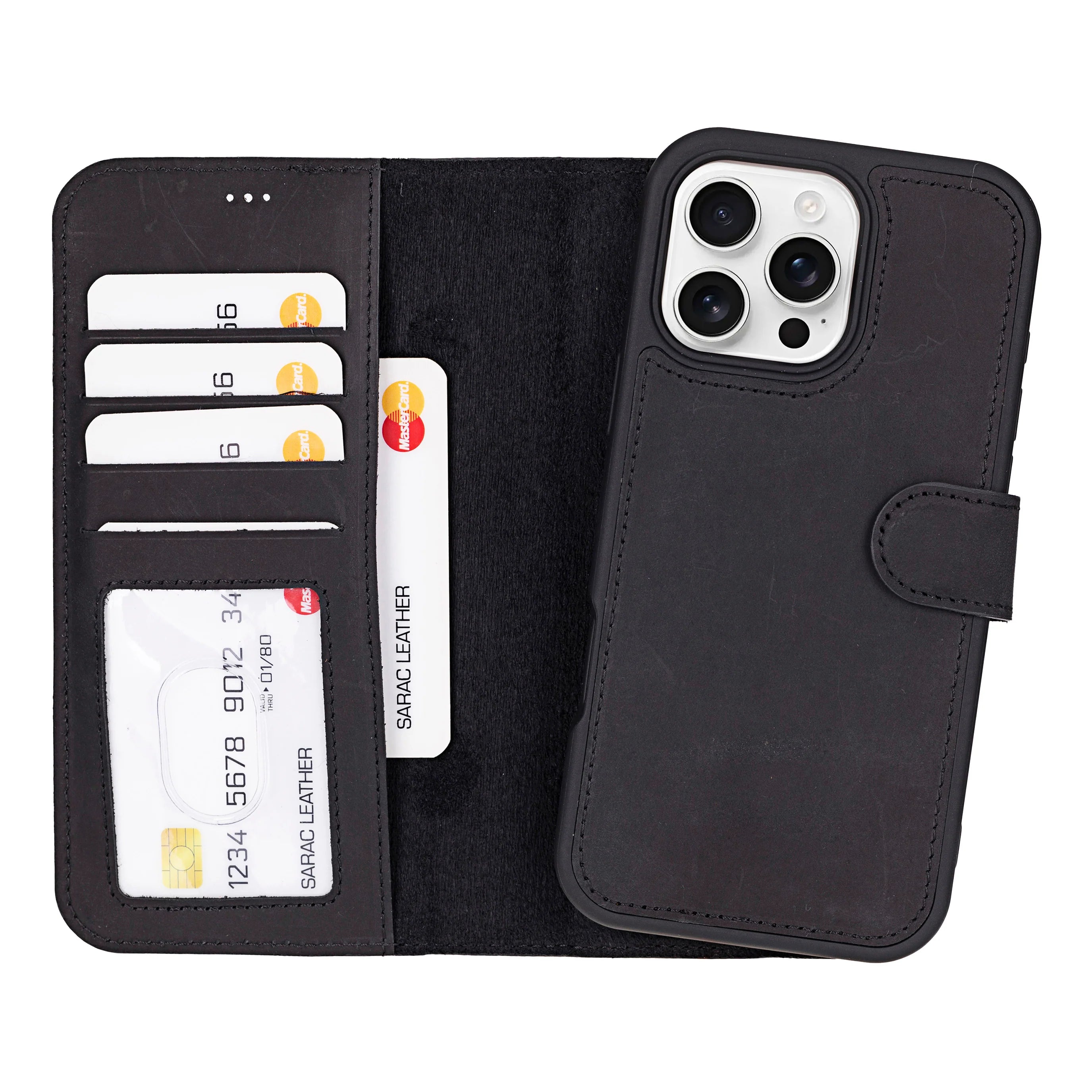 Liluri iPhone 16 Pro Max abnehmbare Leder-Brieftaschenhülle