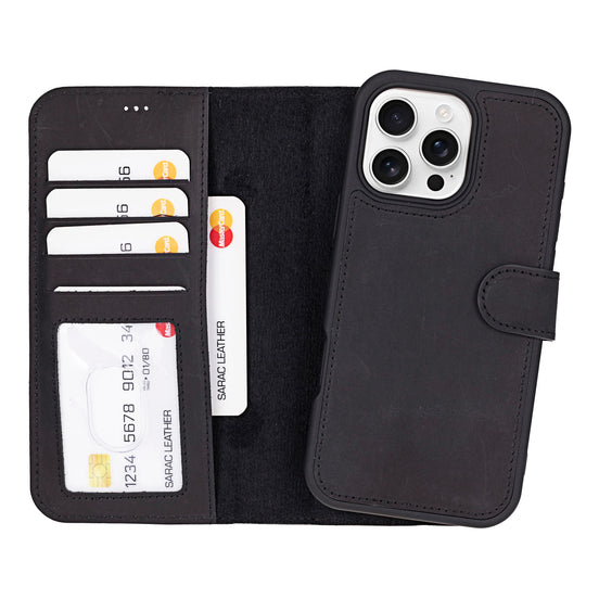 Liluri I Phone 16 Pro Max Detachable Leather Wallet Case