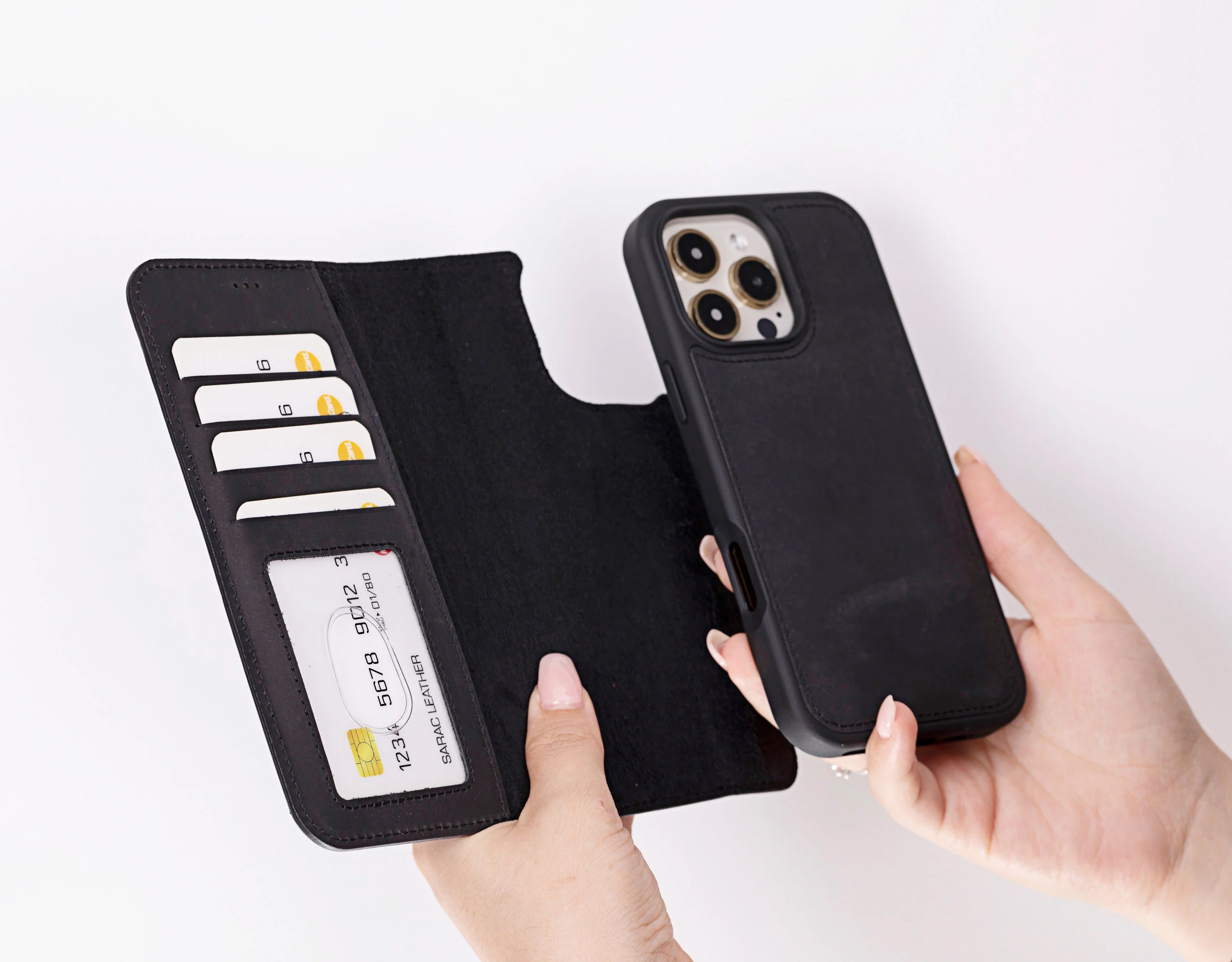 Liluri iPhone 16 Pro Max abnehmbare Leder-Brieftaschenhülle