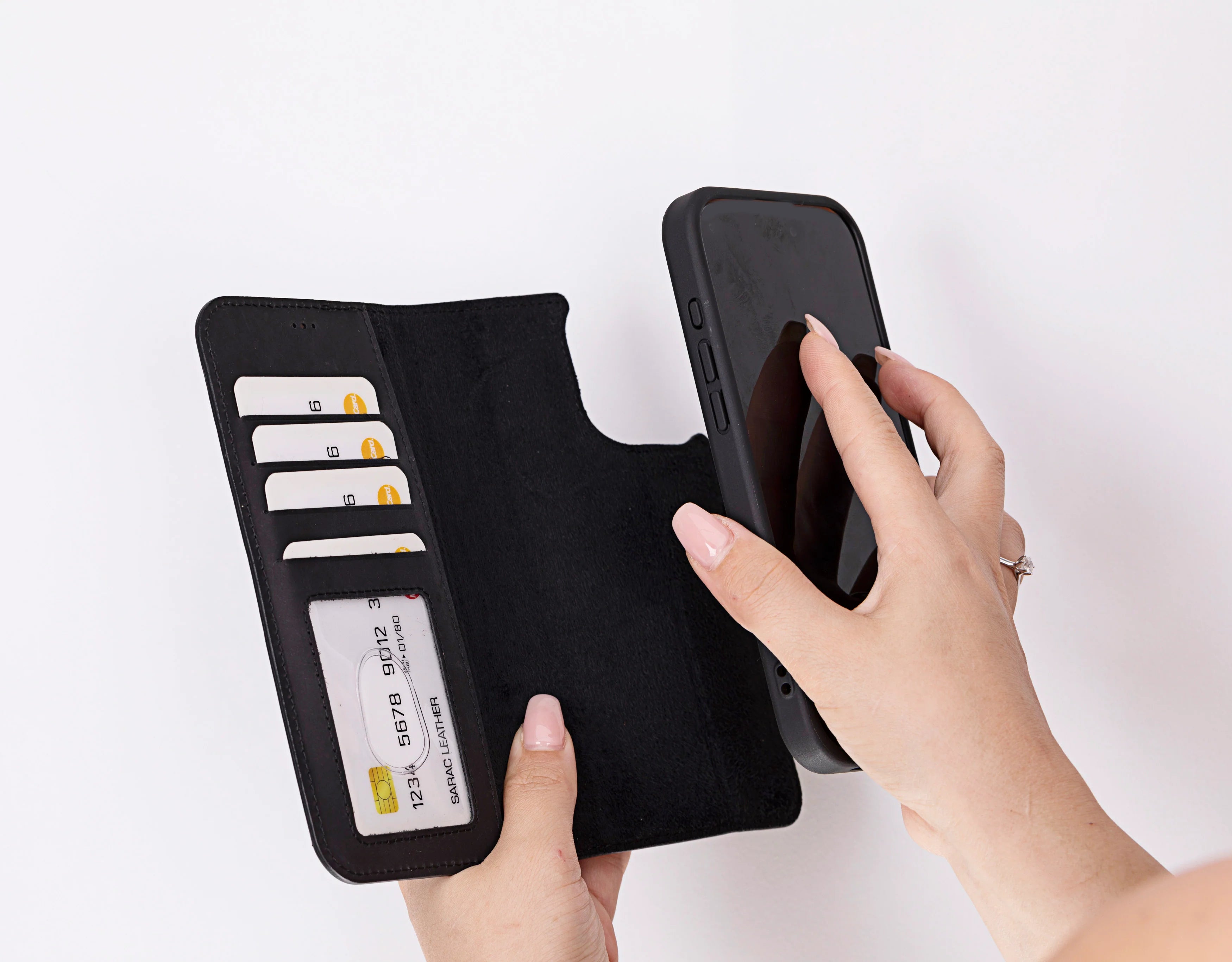 Liluri iPhone 16 Pro abnehmbare Leder-Brieftaschenhülle