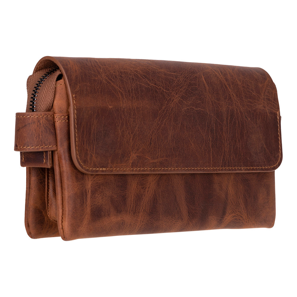 Prestige Genuine Leather Clutch Bag – Premium Travel Organizer with Wrist Strap