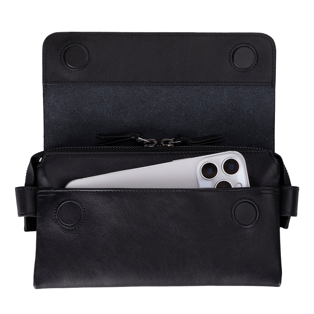 Prestige Genuine Leather Clutch Bag – Premium Travel Organizer with Wrist Strap