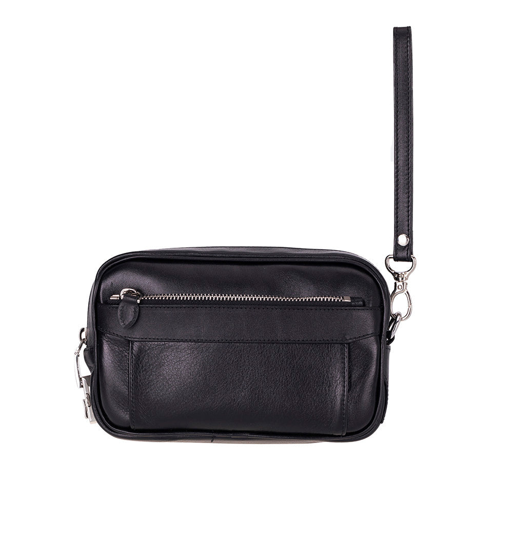 Forge Genuine Leather Clutch Bag for Men – Lockable Travel Organizer with Wrist Strap