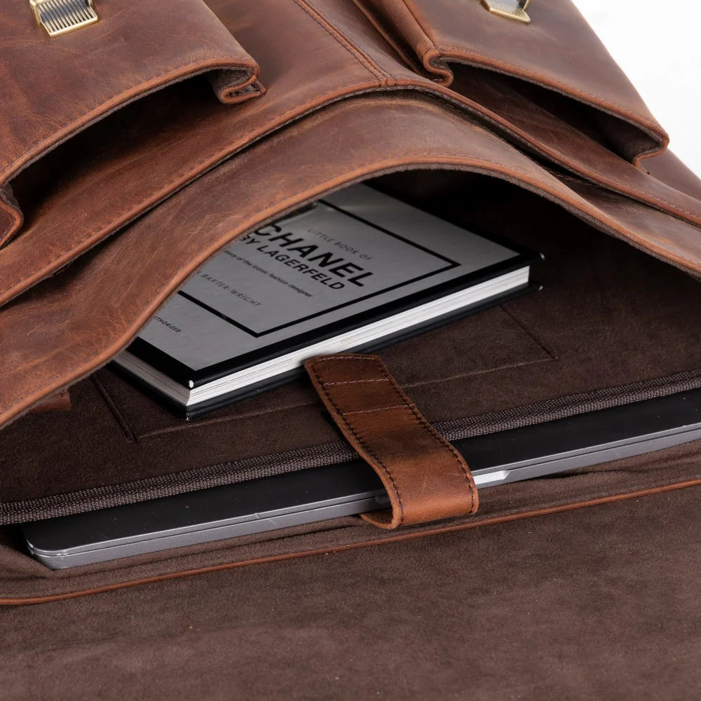 Olympus Leather Business Briefcase / Laptop Case