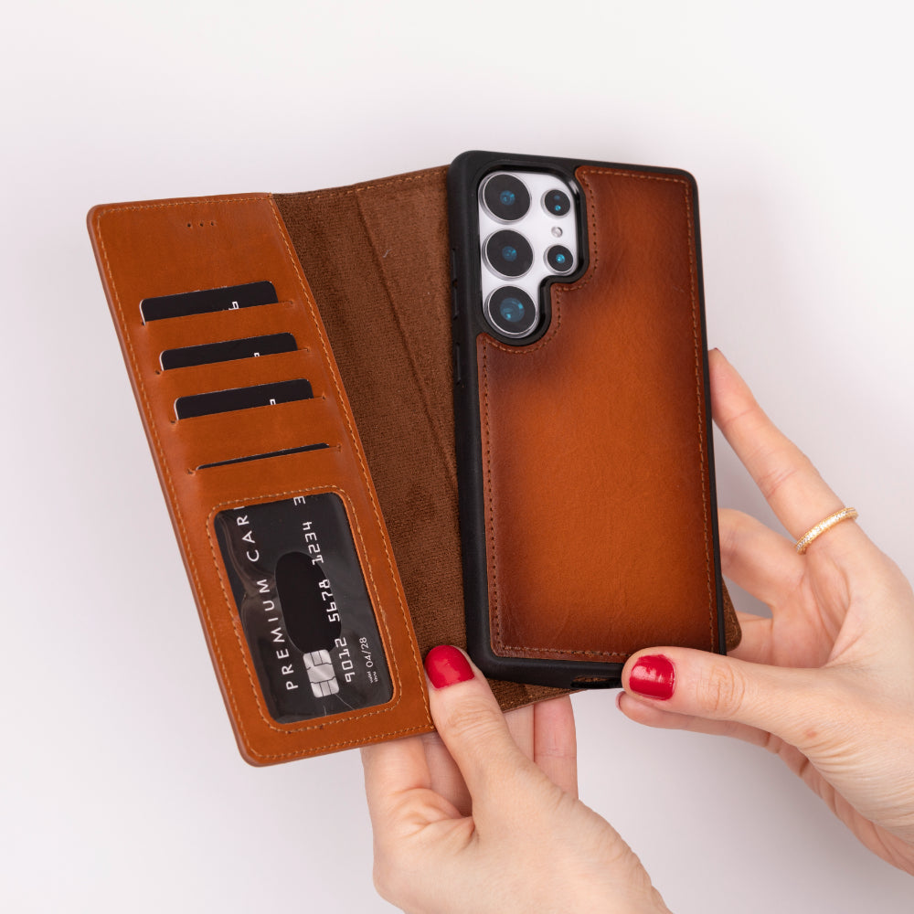 Magische abnehmbare Leder-Brieftaschenhülle für Samsung Galaxy S25 Ultra
