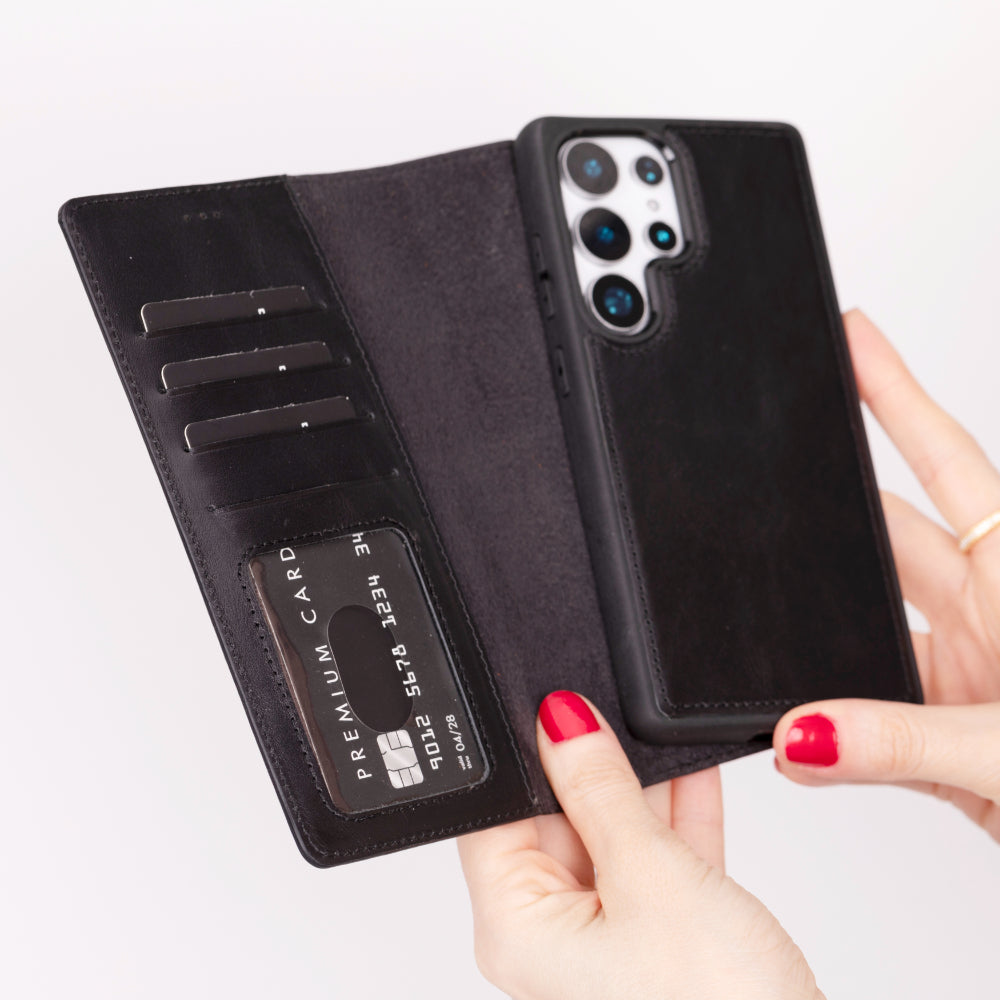 Magische abnehmbare Leder-Brieftaschenhülle für Samsung Galaxy S25 Ultra