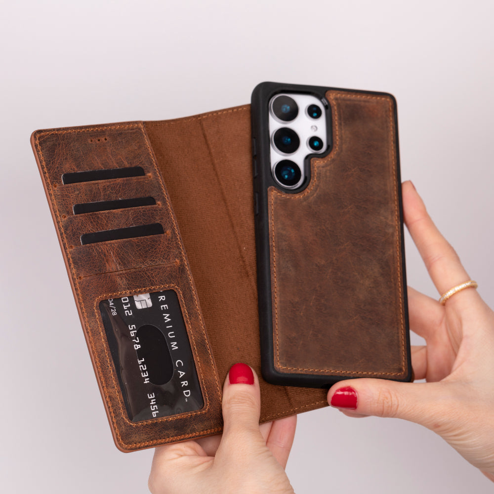 Magische abnehmbare Leder-Brieftaschenhülle für Samsung Galaxy S25 Ultra