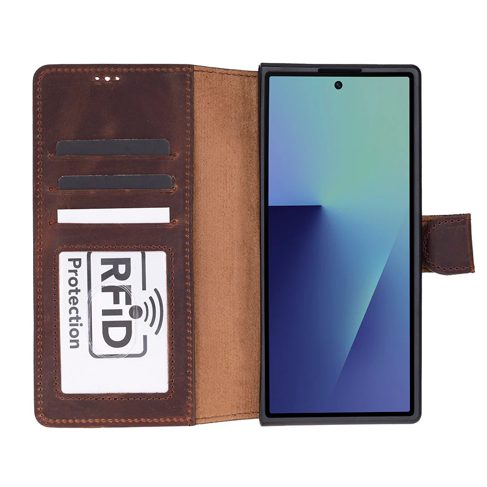 Brieftaschen-ID Leder Samsung Galaxy Z Fold7 Folio-Hülle
