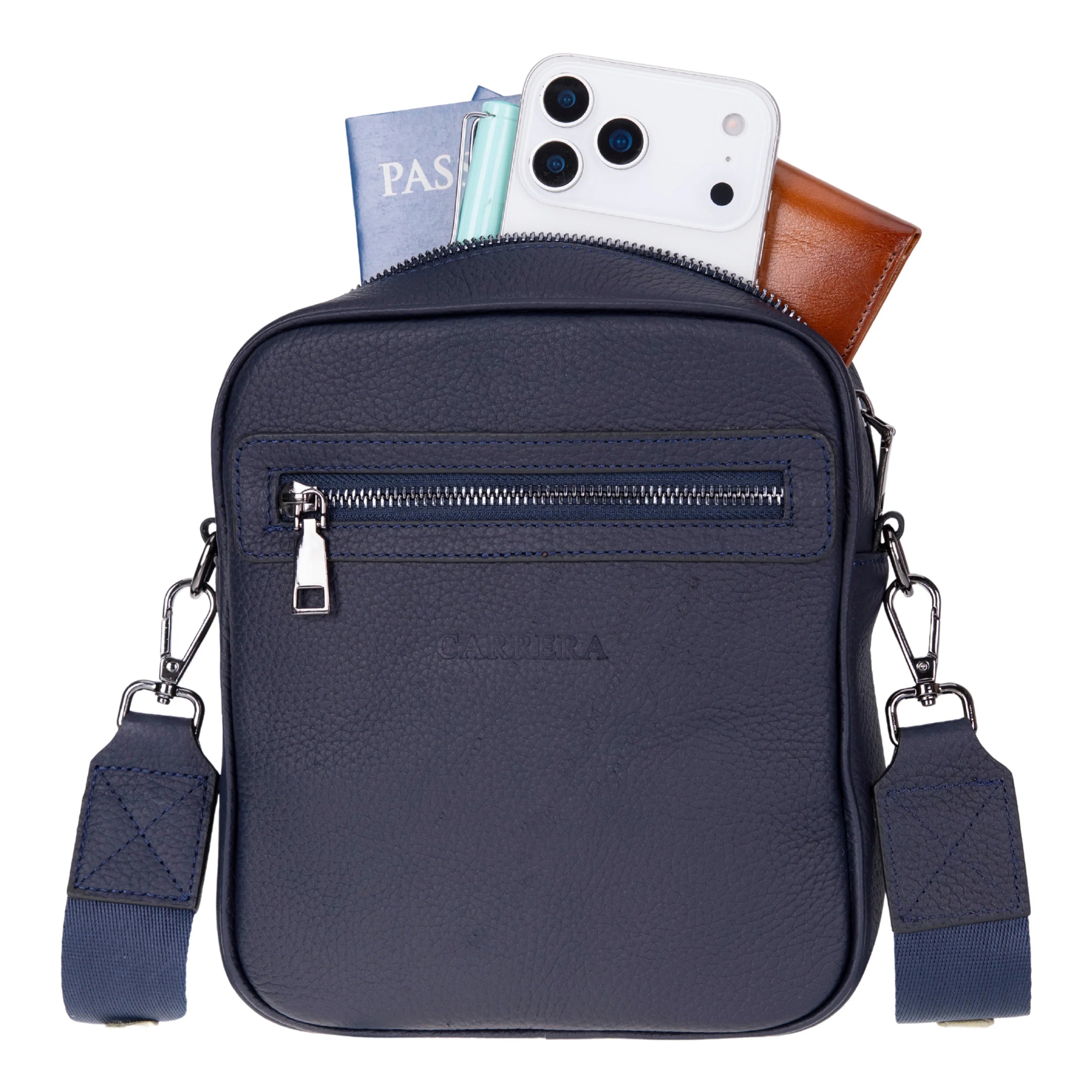Carrera Torvane Men's Genuine Leather Crossbody Bag - Messenger Shoulder Bag for Travel and Daily Use