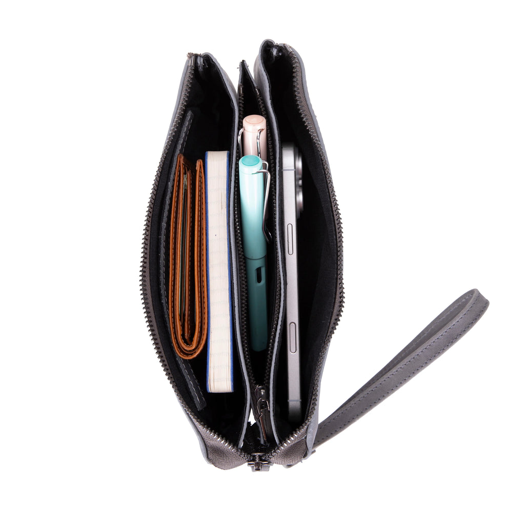 Carrera Vernox Genuine Leather Clutch Bag – Travel Organizer Wristlet with Zipper Compartments