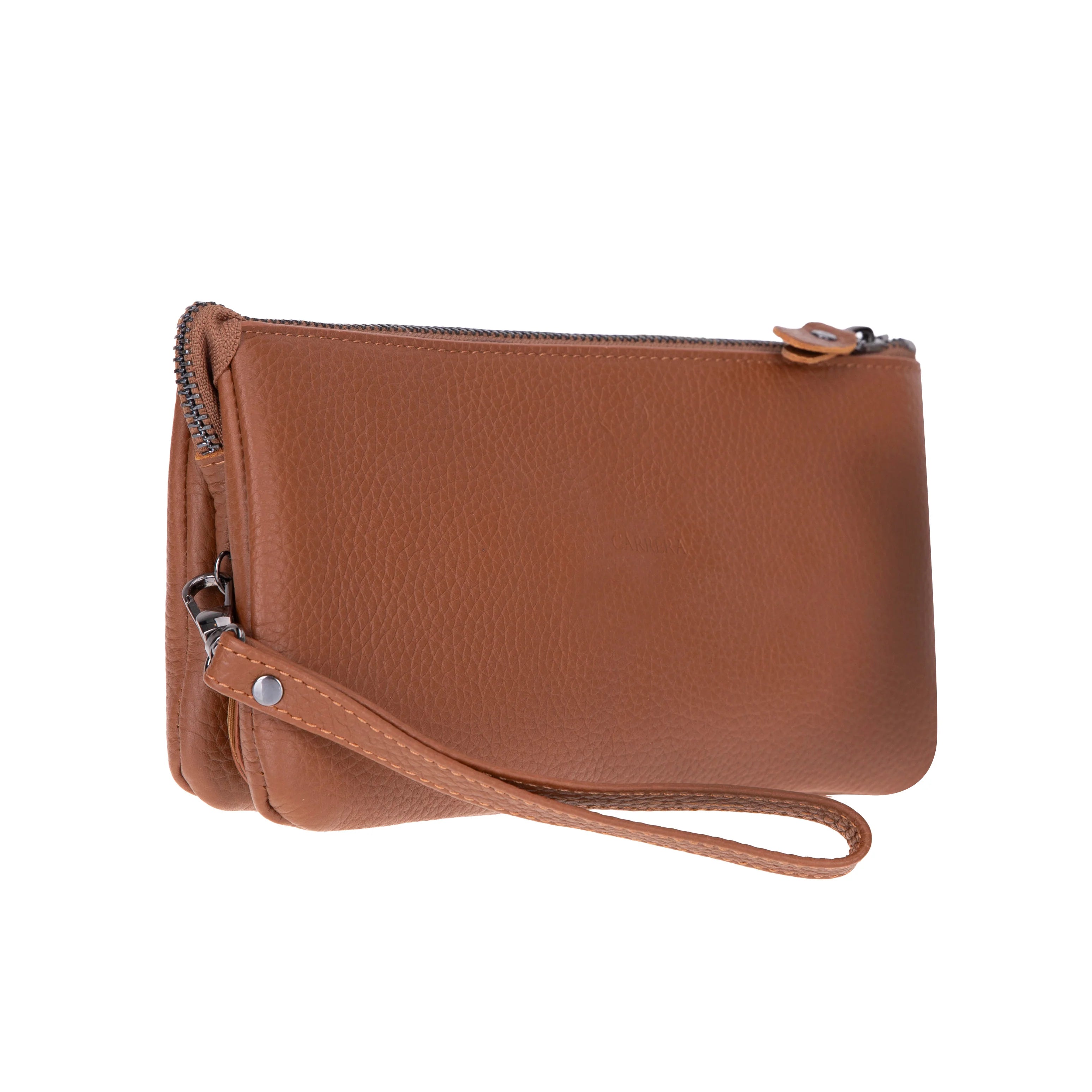 Carrera Vernox Genuine Leather Clutch Bag – Travel Organizer Wristlet with Zipper Compartments