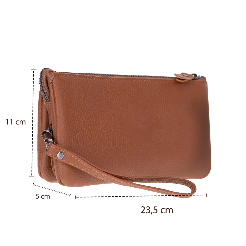 Carrera Vernox Genuine Leather Clutch Bag – Travel Organizer Wristlet with Zipper Compartments