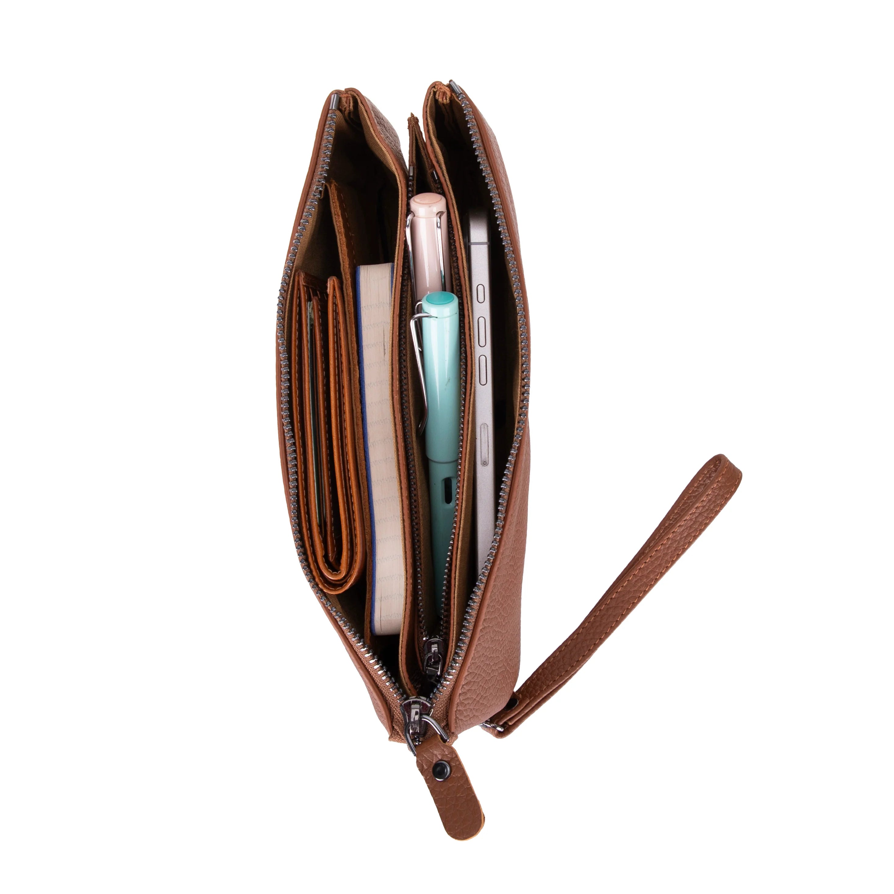 Carrera Vernox Genuine Leather Clutch Bag – Travel Organizer Wristlet with Zipper Compartments