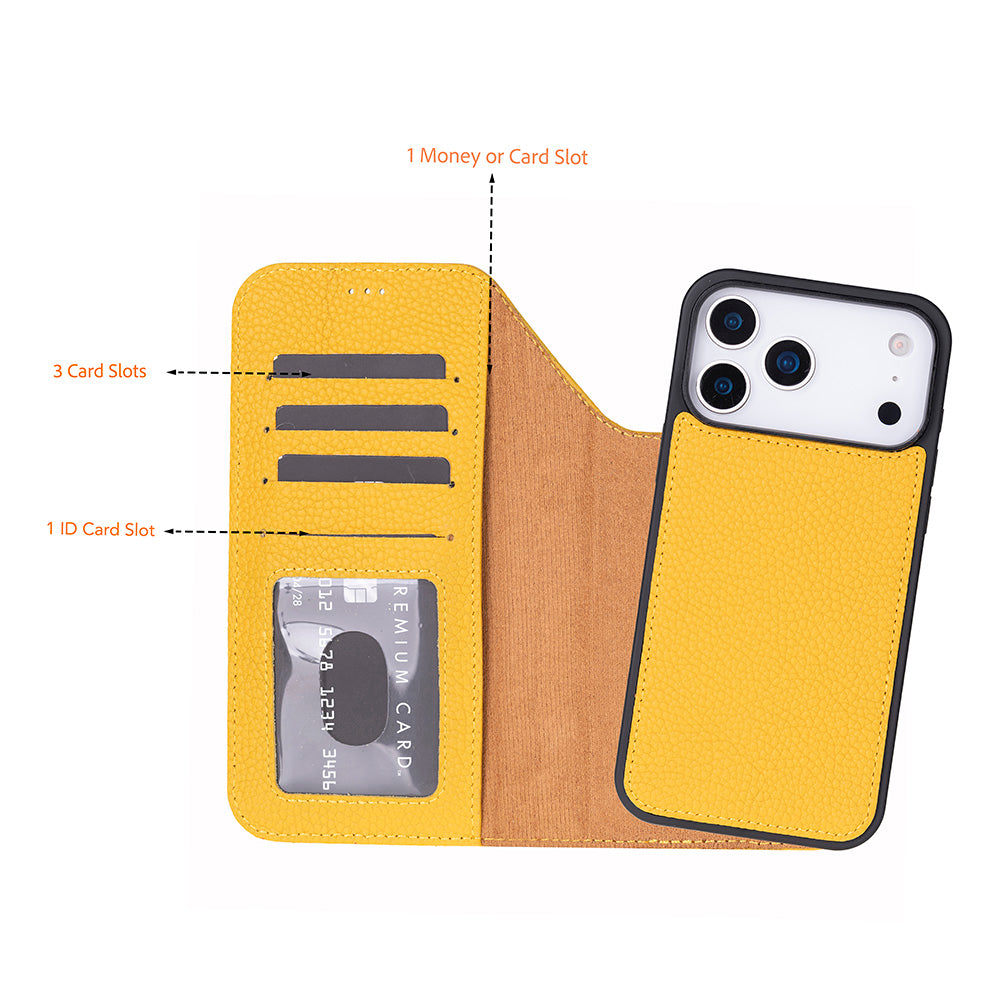 Meister Abnehmbare Premium-Leder-Wallet-Hülle für iPhone 17 Pro Max