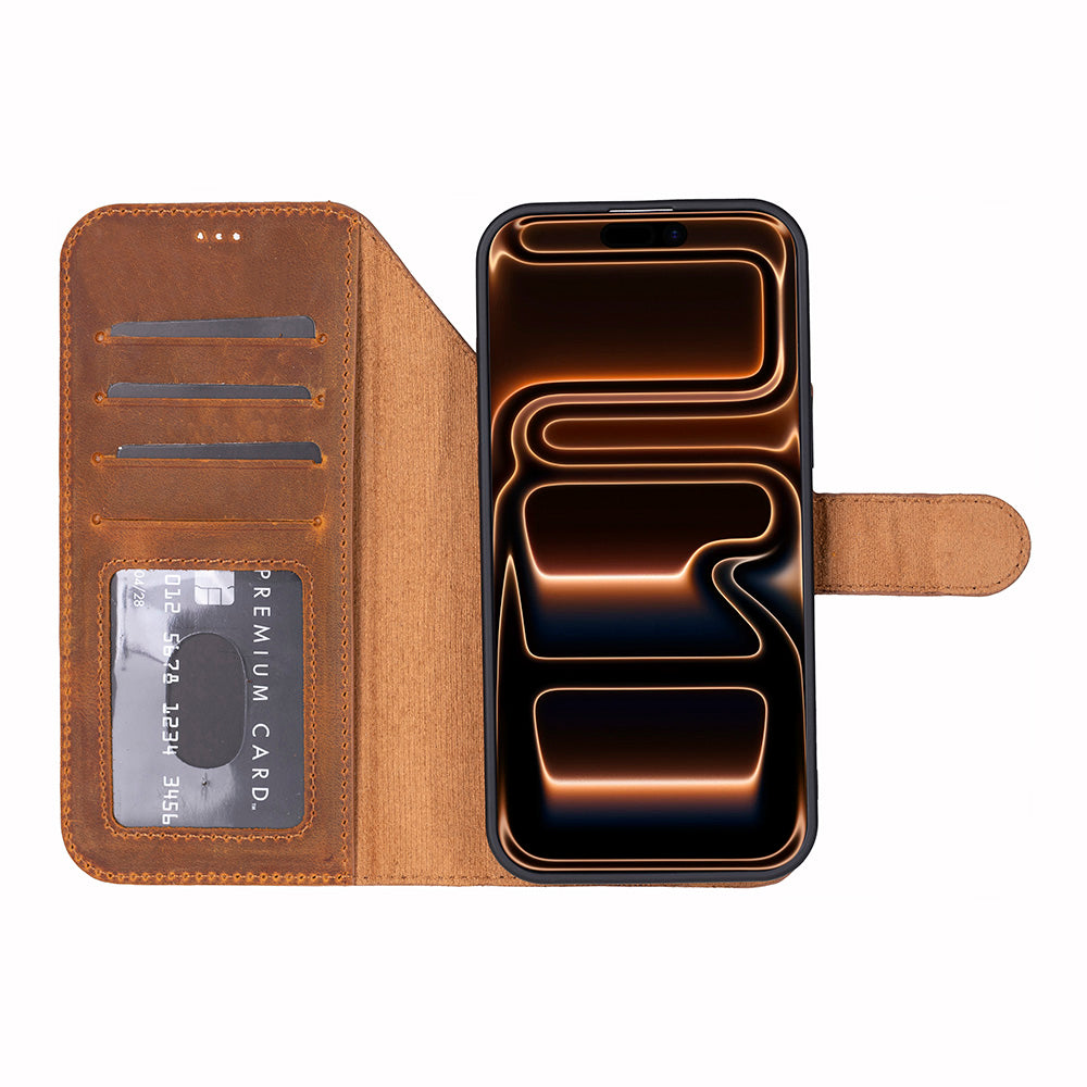 Meister Abnehmbare Premium-Leder-Wallet-Hülle für iPhone 17 Pro Max