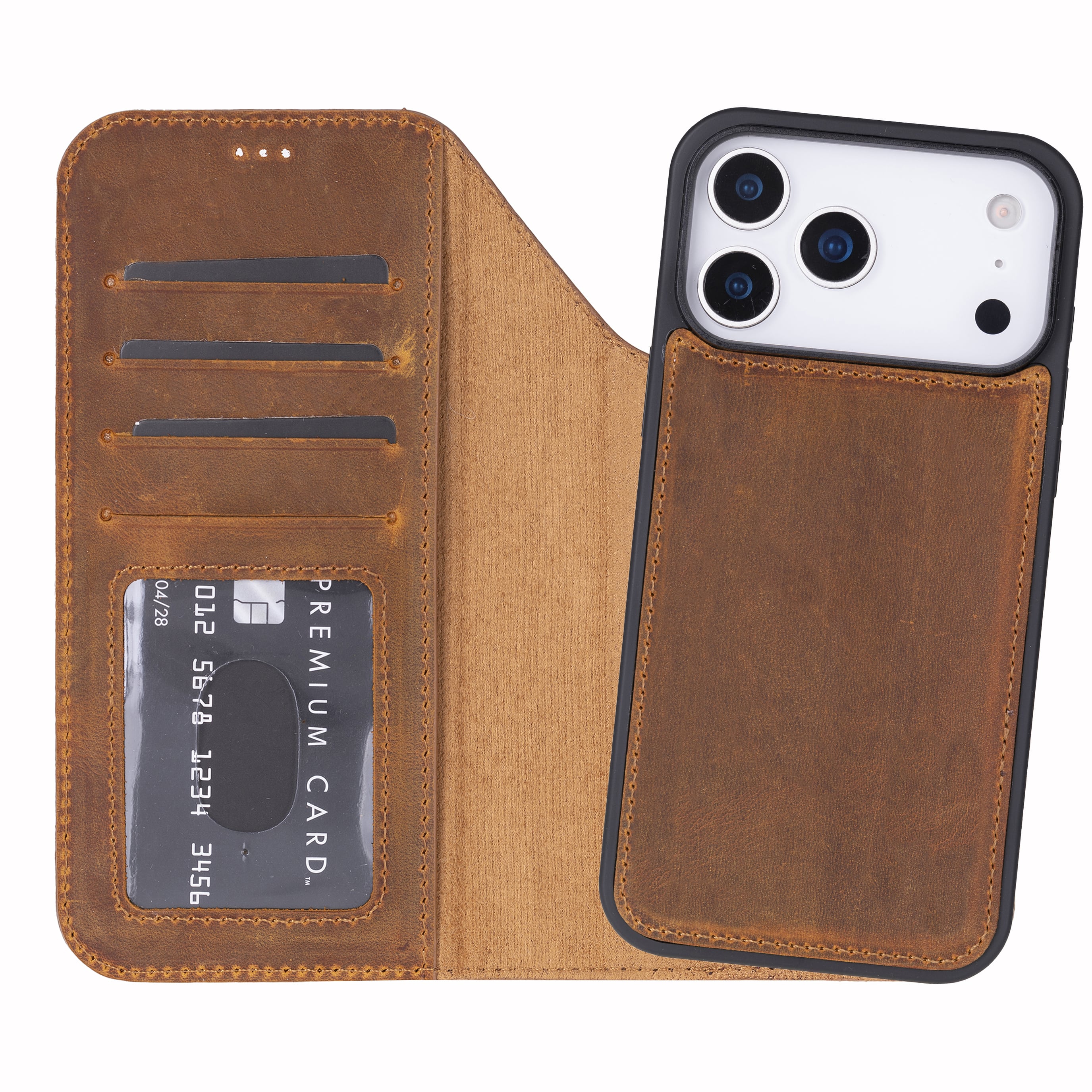 Meister Abnehmbare Premium-Leder-Wallet-Hülle für iPhone 17 Pro Max