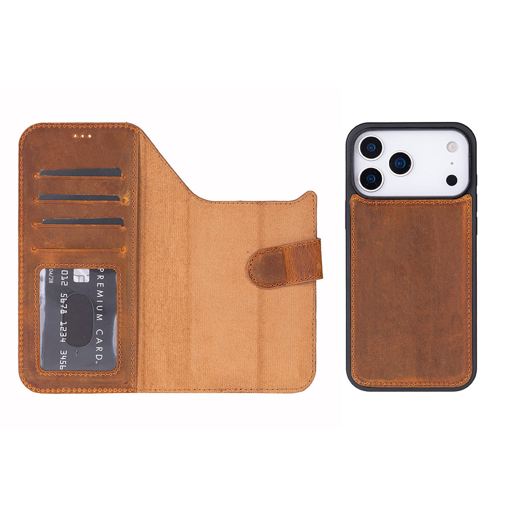 Meister Abnehmbare Premium-Leder-Wallet-Hülle für iPhone 17 Pro Max