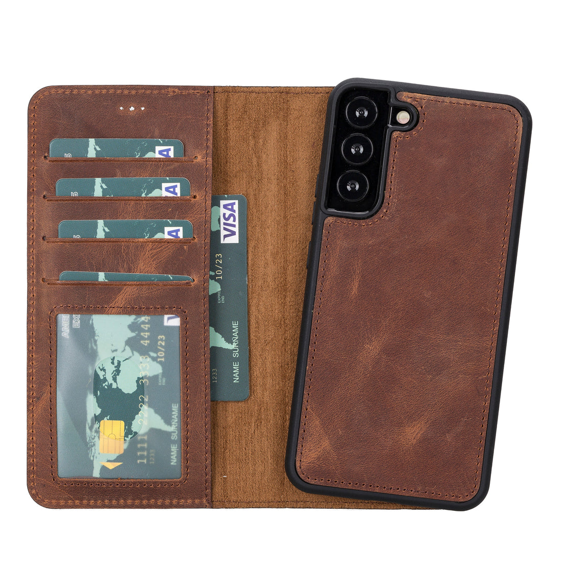 Samsung S23 Serie Abnehmbare Magic Wallet-Hülle aus Leder