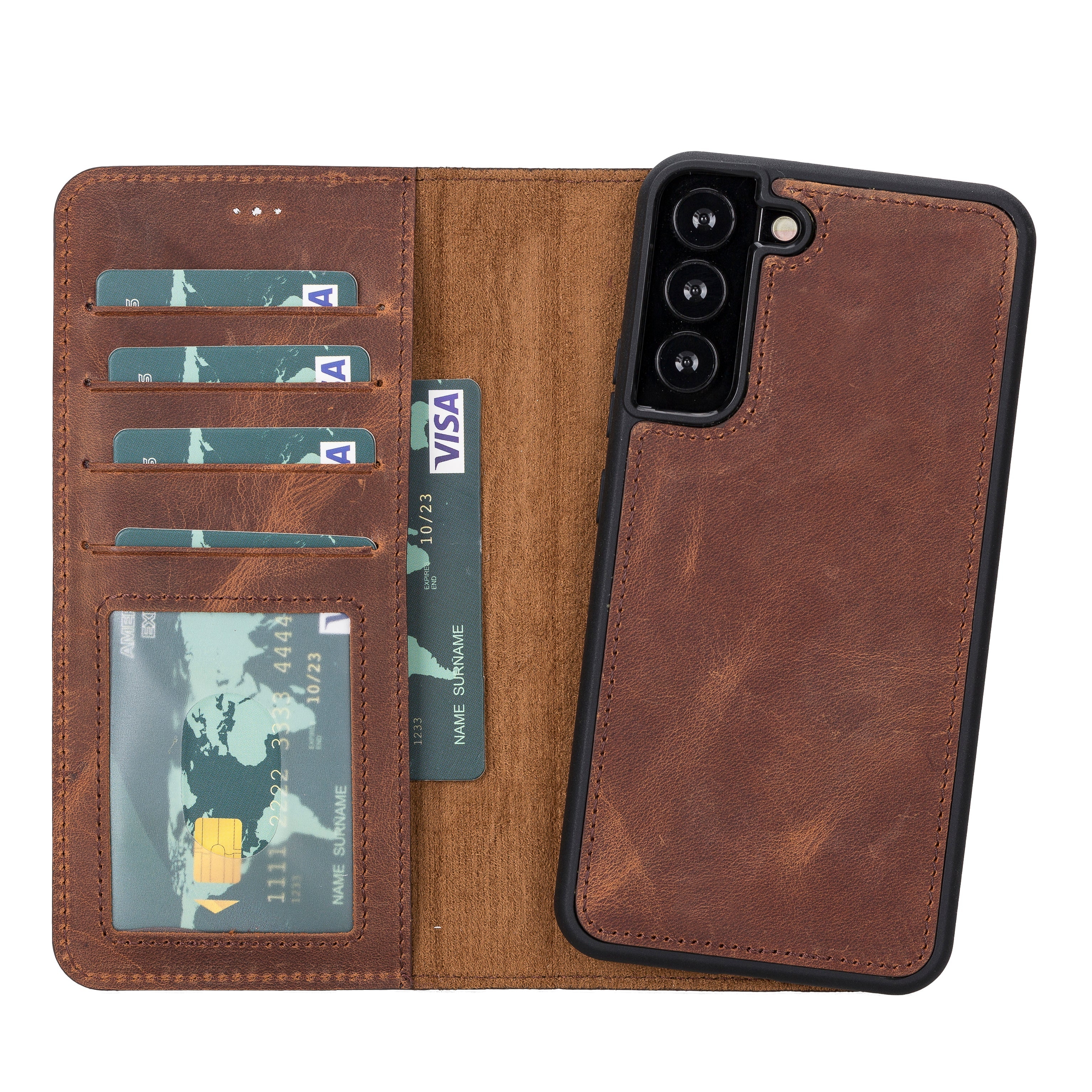 Samsung S23 Serie Abnehmbare Magic Wallet-Hülle aus Leder