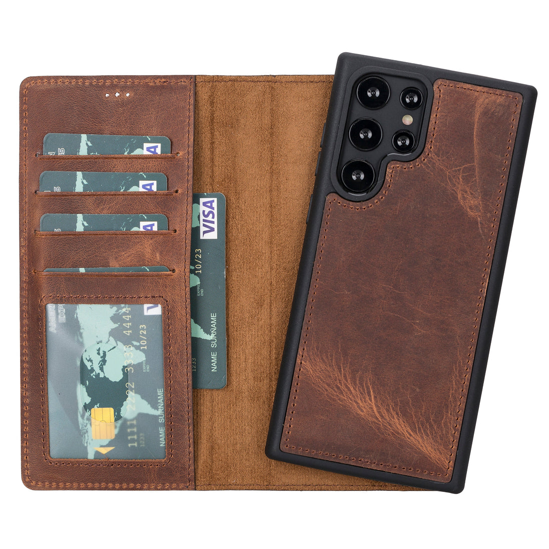 Samsung S23 Serie Abnehmbare Magic Wallet-Hülle aus Leder