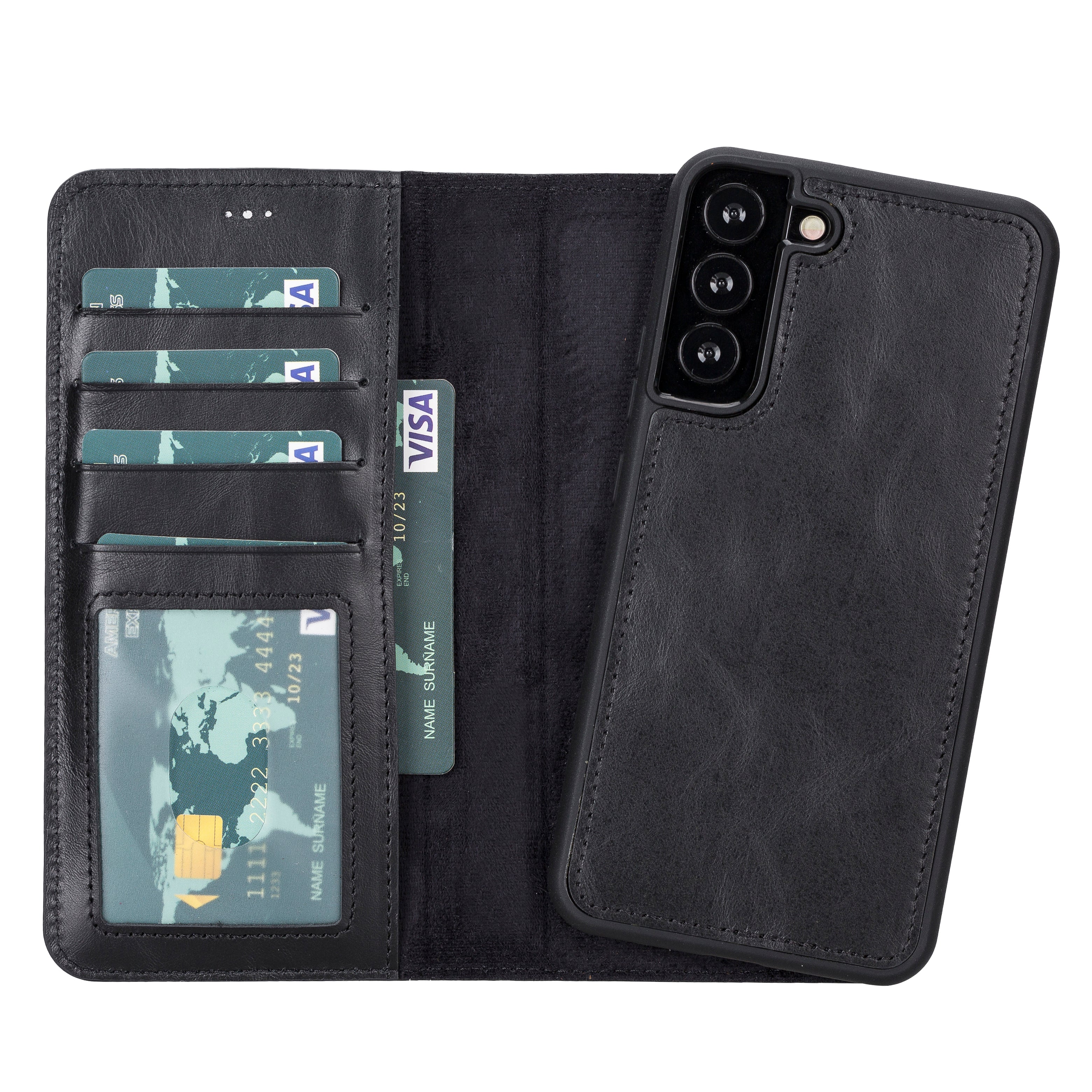 Samsung S23 Serie Abnehmbare Magic Wallet-Hülle aus Leder