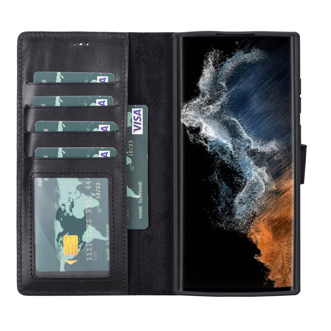 Samsung S23 Serie Abnehmbare Magic Wallet-Hülle aus Leder